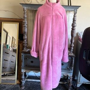 Cozy Zip Up Long Robe XL Hot Pink